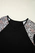 Leopard Print Patchwork Ruffle Sleeve Top
