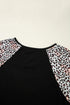 Leopard Print Patchwork Ruffle Sleeve Top