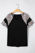 Leopard Print Patchwork Ruffle Sleeve Top