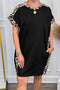 Leopard Print Patchwork Shift T Shirt Mini Dress
