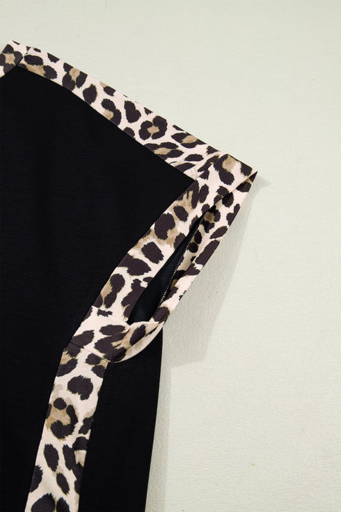 Leopard Print Patchwork Shift T Shirt Mini Dress