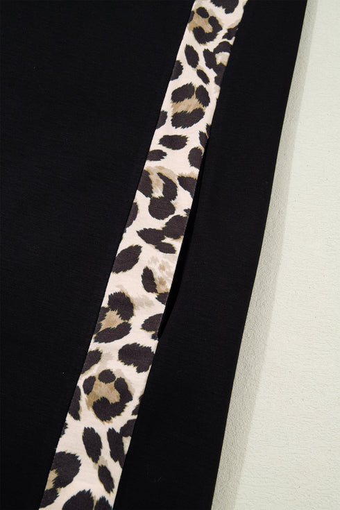 Leopard Print Patchwork Shift T Shirt Mini Dress