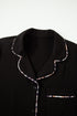 Leopard Print Patchwork Trim Lapel Shirt Shorts Pajama Set