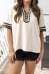 Leopard Print Patchwork Trim Split Neck Western Blouse