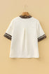 Leopard Print Patchwork Trim Split Neck Western Blouse