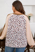 Leopard Print Patchwork Twist Baggy Corded Long Sleeve Top