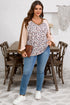 Leopard Print Patchwork Twist Baggy Corded Long Sleeve Top