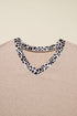 Leopard Print Patchwork V Neck Plus Size Long Sleeve Top