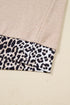 Leopard Print Patchwork V Neck Plus Size Long Sleeve Top