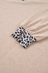 Leopard Print Patchwork V Neck Plus Size Long Sleeve Top