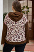 Leopard Print Patchwork Western Style Knit Hoodie