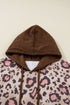 Leopard Print Patchwork Western Style Knit Hoodie