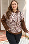 Leopard Print Patchwork Western Style Knit Hoodie