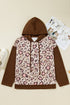 Leopard Print Patchwork Western Style Knit Hoodie