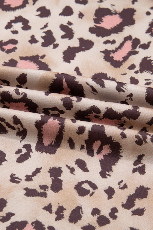 Leopard Print Patchwork Western Style Knit Hoodie