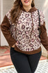 Leopard Print Patchwork Western Style Knit Hoodie