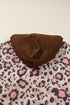 Leopard Print Patchwork Western Style Knit Hoodie