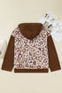 Leopard Print Patchwork Western Style Knit Hoodie