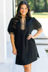 Leopard Print Patchwork Zip Collared Puff Sleeve Mini Dress