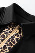 Leopard Print Patchwork Zip Collared Puff Sleeve Mini Dress