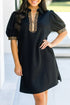 Leopard Print Patchwork Zip Collared Puff Sleeve Mini Dress