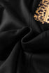 Leopard Print Patchwork Zip Collared Puff Sleeve Mini Dress