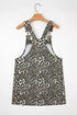 Leopard Print Pocketed Western Denim Overall Mini Dress