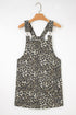 Leopard Print Pocketed Western Denim Overall Mini Dress