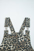 Leopard Print Pocketed Western Denim Overall Mini Dress