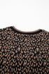 Leopard Print Puffy Bracelet Sleeve Round Neck Top