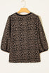 Leopard Print Puffy Bracelet Sleeve Round Neck Top