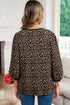 Leopard Print Puffy Bracelet Sleeve Round Neck Top