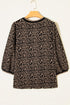 Leopard Print Puffy Bracelet Sleeve Round Neck Top