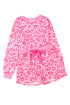 Leopard Print Pullover And Drawstring Shorts Lounge Set