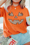 Leopard Print Pumpkin Face Round Neck Tee