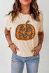 Leopard Print Pumpkin Graphic Crew Neck Short Sleeve Tee