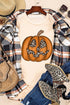 Leopard Print Pumpkin Graphic Crew Neck Short Sleeve Tee