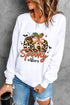 Leopard Print Pumpkin Graphic Crew Neck Sweatshirt