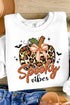 Leopard Print Pumpkin Graphic Crew Neck Sweatshirt