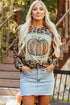Leopard Print Pumpkin Graphic Long Sleeve Top