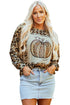 Leopard Print Pumpkin Graphic Long Sleeve Top