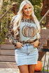 Leopard Print Pumpkin Graphic Long Sleeve Top