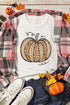 Leopard Print Pumpkin Graphic Short Sleeve Crew Neck Shirt