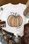Leopard Print Pumpkin Graphic Short Sleeve Crew Neck Shirt