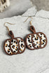 Leopard Print Pumpkin Shape Faux Leather Western Drop Earrings