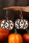 Leopard Print Pumpkin Shape Faux Leather Western Drop Earrings