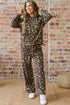 Leopard Print Raw Seam Patchwork Wide Leg Pant Set
