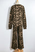 Leopard Print Raw Seam Patchwork Wide Leg Pant Set