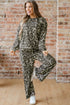 Leopard Print Raw Seam Patchwork Wide Leg Pant Set