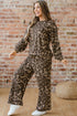 Leopard Print Raw Seam Patchwork Wide Leg Pant Set